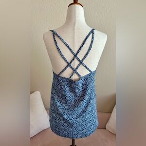 Hollister Tank Top Blue Geometric Print Strappy Lightweight Women’s Small Y2K